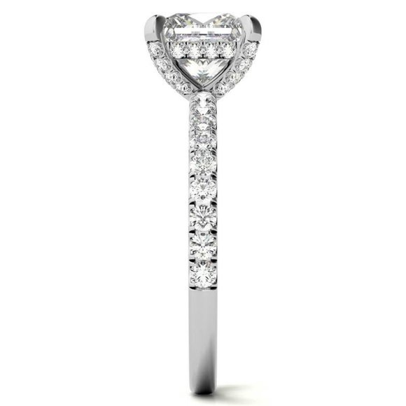 6.5mm- 1.50Ct Princess Moissanite Ring In 14k Gold - Picture 4 of 5